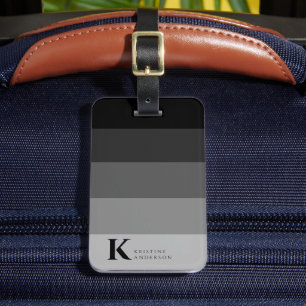 Étiquette À Bagage Masculine noir Ombre gris classique Monogramme
