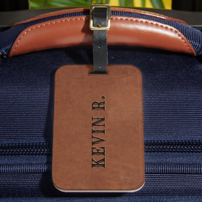 Étiquette À Bagage Masculine texture en cuir Brown (Insitu Rectoal 2)