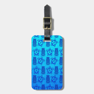 Étiquette À Bagage Masque bleu de Honu et de Tiki