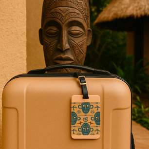 Étiquette À Bagage Masque tribal motif ethnique de visage africain