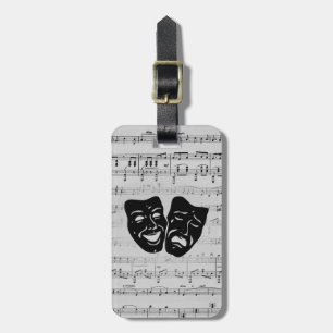 Étiquette À Bagage Masques argentés de musique et de théâtre