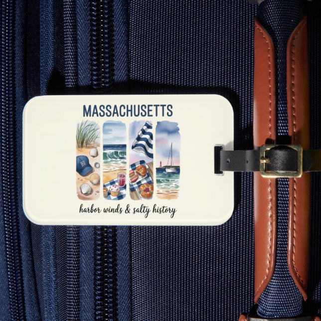 Étiquette À Bagage Massachusetts - Harbor Winds & Salty History (Insitu Rectoal 4)