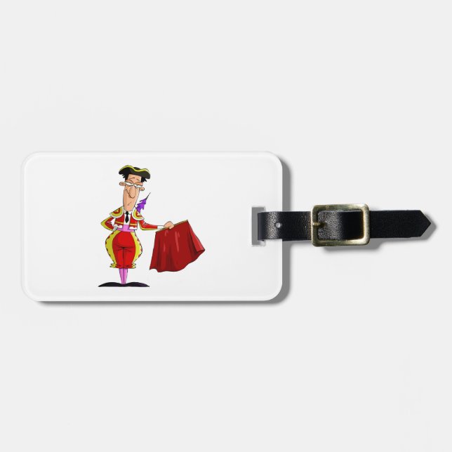 Étiquette À Bagage Matador avec cape rouge Torero espagnol (Devant horizontal)