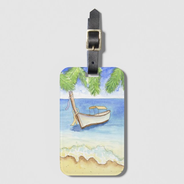 Étiquette À Bagage Matin à Bali Aquarelle (Devant Vertical)