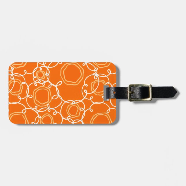 Étiquette À Bagage Matrice florale abstraite (Orange) Beaux-arts (Devant horizontal)