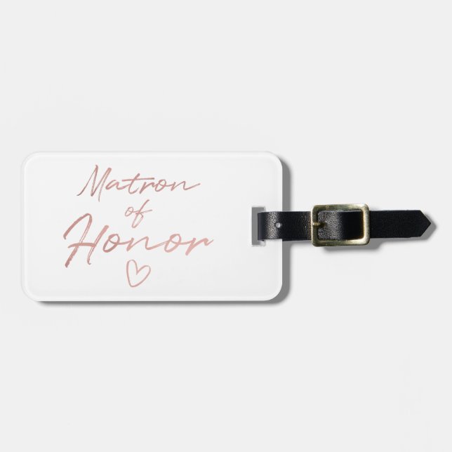 Étiquette À Bagage Matron d'honneur - fausse feuille d'or Rose (Devant horizontal)