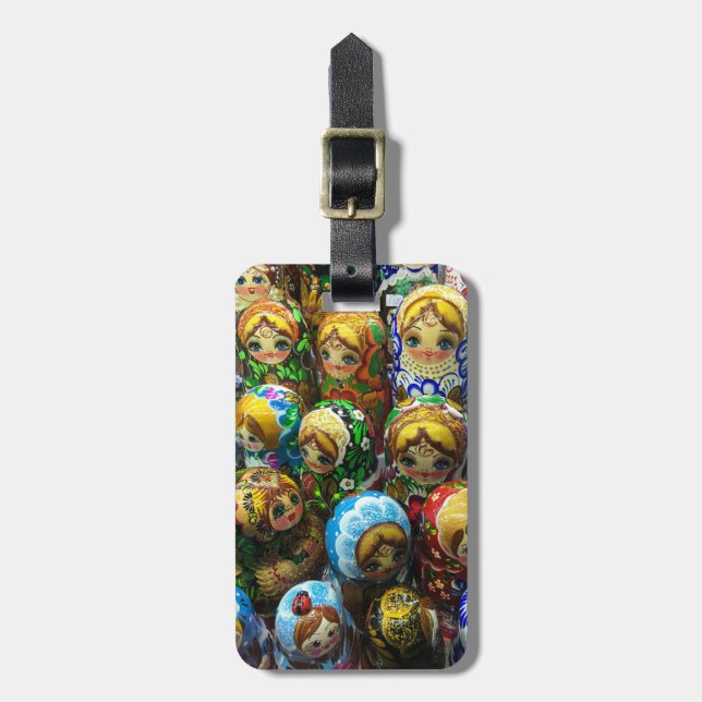 Étiquette À Bagage Matryoshka Poupées Souvenir Kiosque Voyage Photo (Devant Vertical)