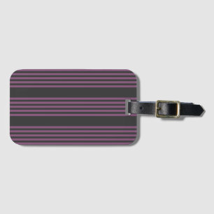 Étiquette À Bagage Mauve violet et charbon de bois cinq bandes motif