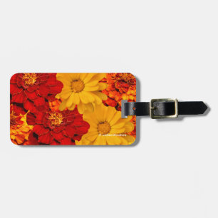Étiquette À Bagage Médaille des Marigolds rouge jaune et orange