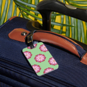 Étiquette À Bagage Médaillon asiatique rose pastel Floral