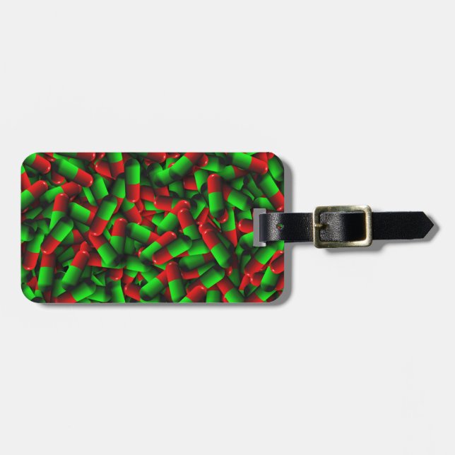 Étiquette À Bagage médicaments pour pilules rouges (Devant horizontal)