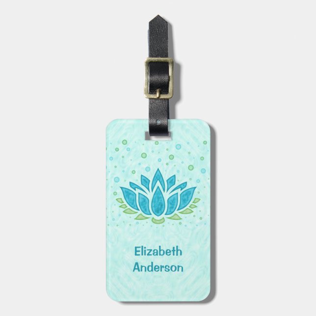Étiquette À Bagage Méditation Yoga Lotus Fleur Zen | Modèle de texte (Devant Vertical)