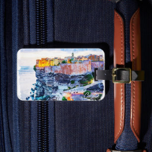 Étiquette À Bagage Méditerranée Corse France Elégante aquarelle