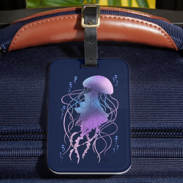 Étiquette À Bagage Méduse Éthérée Violet Bleu (Insitu Rectoal 2)