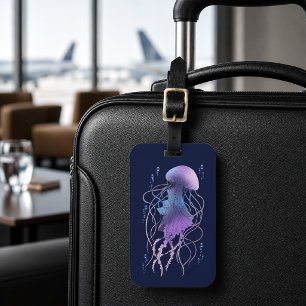 Étiquette À Bagage Méduse Éthérée Violet Bleu