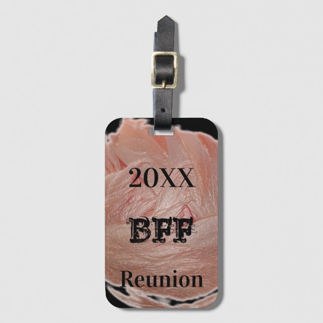 Étiquette À Bagage Meilleur Ami Réunion Trip Girl Event Pastel Pink (Devant Vertical)