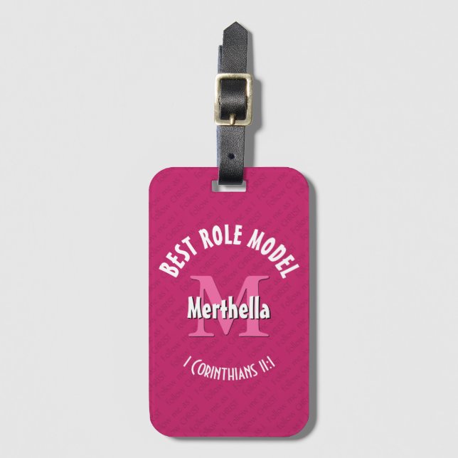 Étiquette À Bagage MEILLEUR MODÈLE DE RÔLE Mère personnalisée Père RO (Devant Vertical)