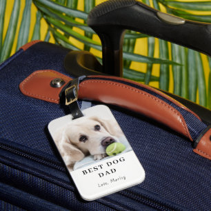 Étiquette À Bagage Meilleur Papa Chien Photo Personnalisée