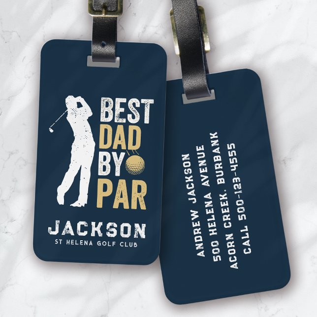 Étiquette À Bagage Meilleur papa Par Par Par Golfer Monogrammé (Créateur téléchargé)