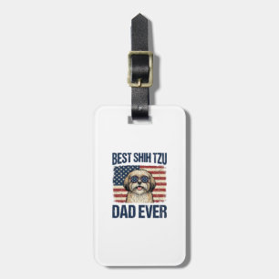 Étiquette À Bagage Meilleur papa Shih Tzu patriotique de tous les tem