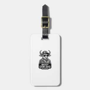 Étiquette À Bagage Meilleur papa vache jamais design de gravure vinta