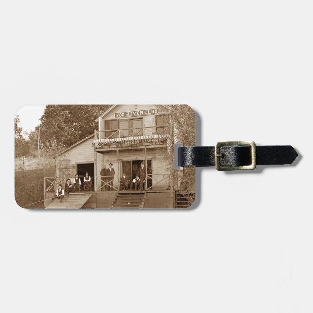 Étiquette À Bagage Men Club Fox River Club 1880 Fishing Elgin (Devant horizontal)