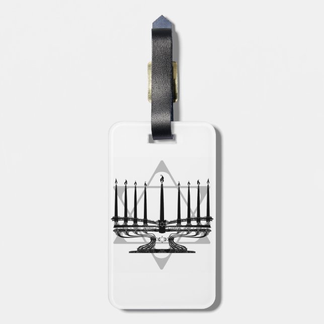 Étiquette À Bagage Menorah et étoile (Dos Vertical)