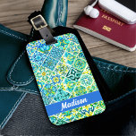 Étiquette À Bagage Menthe marine mexicaine tuiles méditerranéennes si<br><div class="desc">Menthe d'aqua mexicaine Sicilienne Carreaux méditerranéens Luggage Tag. Magnifique Un magnifique jardin botanique d'agrumes fleuri motif inspiré de l'art italien lumineux d'été de la majolica céramique sicilienne carreaux de couleur jaune bleu. Un style amusant qui est actuellement tendance pour la décoration de maison, vêtements, mobile et Coque ipad, invitations et...</div>