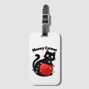 Étiquette À Bagage Meowy Catmas - Chat avec ornement de Noël