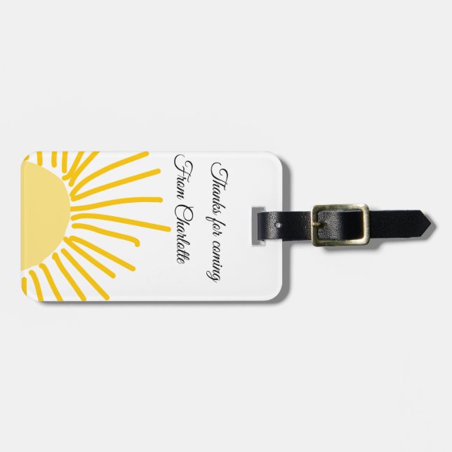 Étiquette À Bagage merci d'être venu nom du message texte soleil (Devant horizontal)