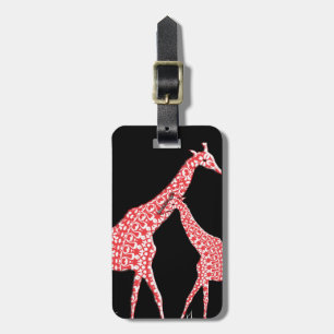 Étiquette À Bagage Mère mignonne bébé Motif Whimsical Giraffe Orange