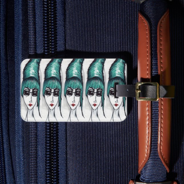 Étiquette À Bagage Mère Monstre Teal Ruche Sassy Pop Art (Insitu Rectoal 4)