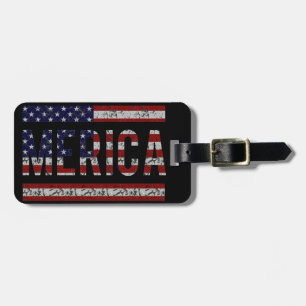 Étiquette À Bagage MERICA - Drapeau américain des Etats-Unis d'argot