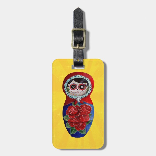 Étiquette À Bagage Mexicain Catrina Matryoshka (Devant Vertical)