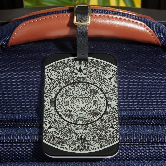 Étiquette À Bagage Mexicaine Aztec Sun Stone Maya Calendrier 1 (Insitu Rectoal 2)
