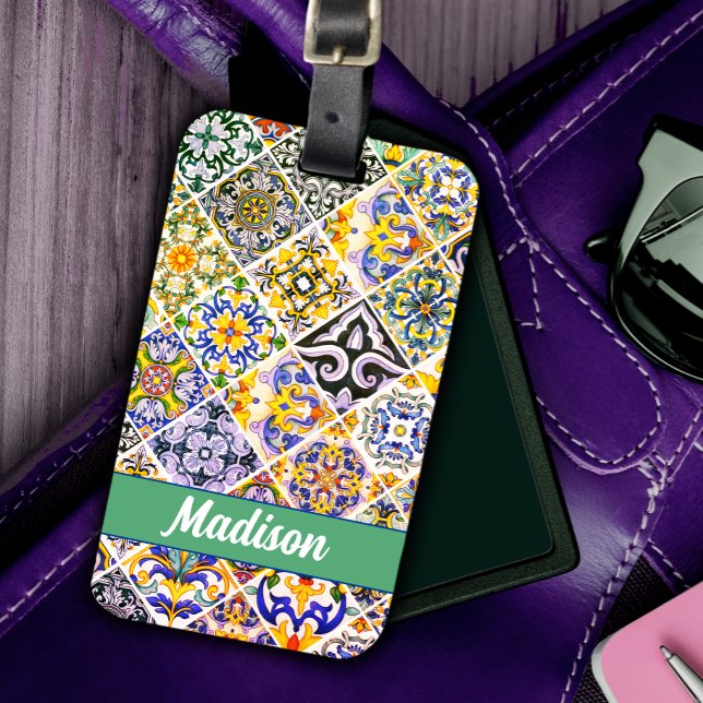 Étiquette À Bagage Mexicaine Marocaine Sicilienne Méditerranée tuile  (Créateur téléchargé)
