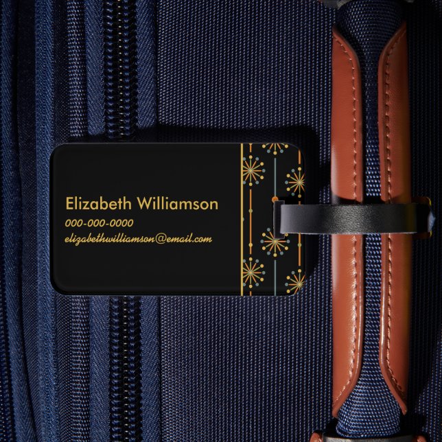 Étiquette À Bagage Mi-siècle Starburst Strier Couleurs personnalisées (Verso Insitu 2)