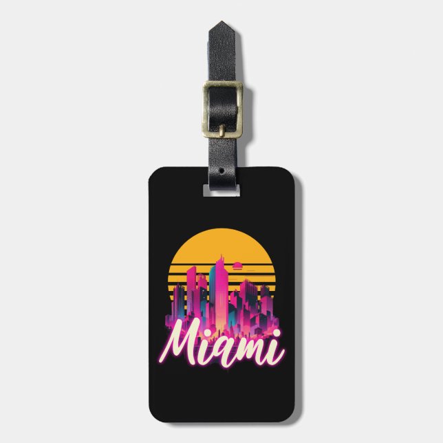 Étiquette À Bagage Miami au coucher du soleil (Devant Vertical)