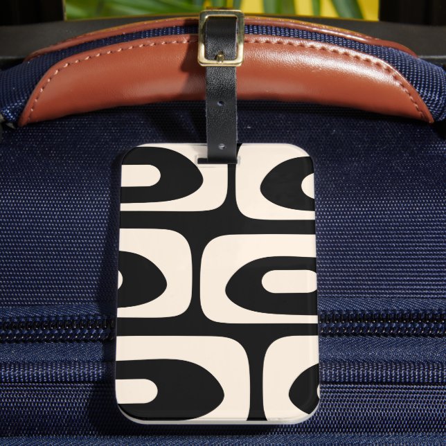 Étiquette À Bagage Mid Century Abstrait moderne minimal Noir & Crème (Insitu Rectoal 2)