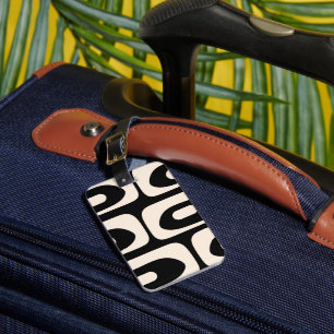 Étiquette À Bagage Mid Century Abstrait moderne minimal Noir & Crème