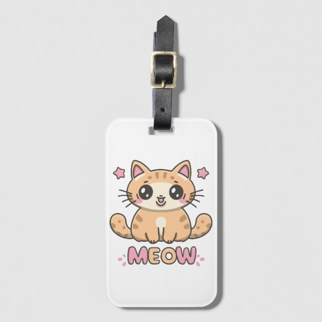 Étiquette À Bagage mignon chat meow (Devant Vertical)