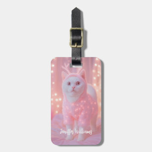 Étiquette À Bagage Mignon Renne Lumineux Kitty Fantaisie d'Hiver