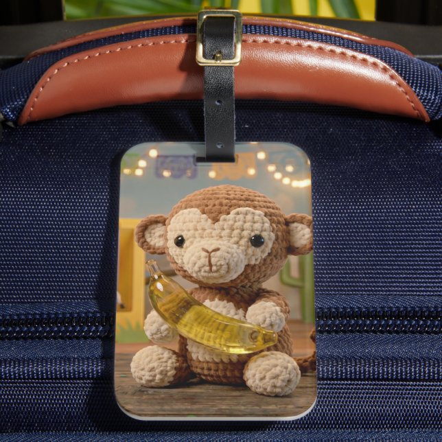 Étiquette À Bagage Mignon singe et banane au crochet (Insitu Rectoal 2)