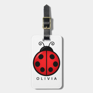 Étiquette À Bagage Mignonne coccinelle rouge avec nom personnalisé -