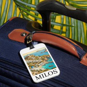 Étiquette À Bagage Milos Colorée Grèce Mer Égée Voyage