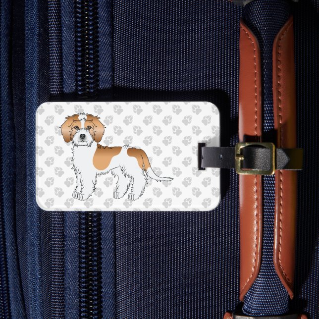 Étiquette À Bagage Mini Goldendoodle couleur abricot parti-color (Insitu Rectoal 4)