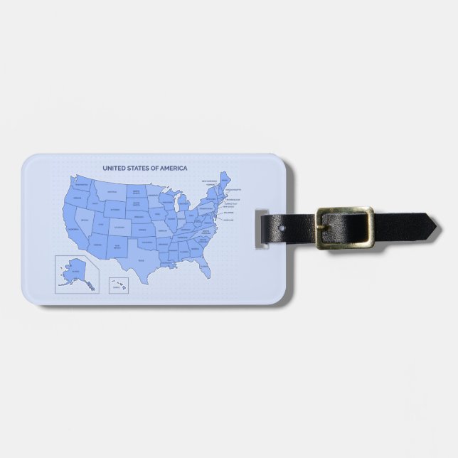 Étiquette À Bagage Minimal Blue United States Map Illustration (Devant horizontal)