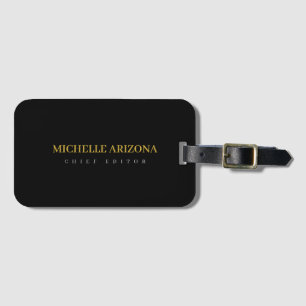 Étiquette À Bagage Minimaliste Couleur Or Noir Moderne Professionnel