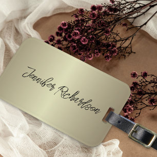 Étiquette À Bagage Minimaliste métallisé or moderne élégant script