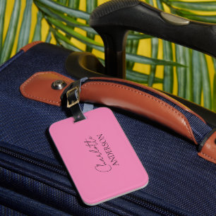 Étiquette À Bagage Minimaliste Moderne Simple Élégant Nom Rose